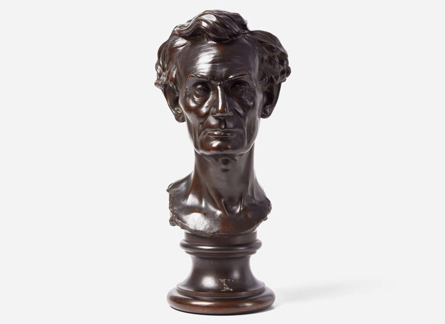 Leonard Wells Volk (1828-1895), Bronze bust of Abraham Lincoln (1809-1865), cast by Roman Bronze Works, New York, NY, early 20th century