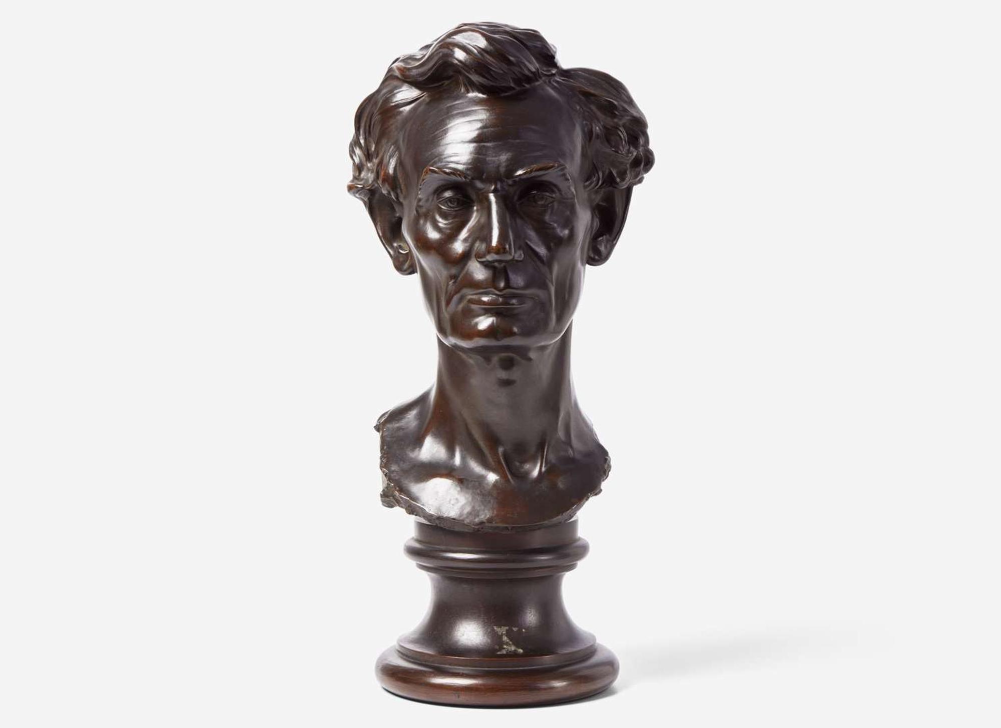 Leonard Wells Volk (1828-1895), Bronze bust of Abraham Lincoln (1809-1865), cast by Roman Bronze Works, New York, NY, early 20th century