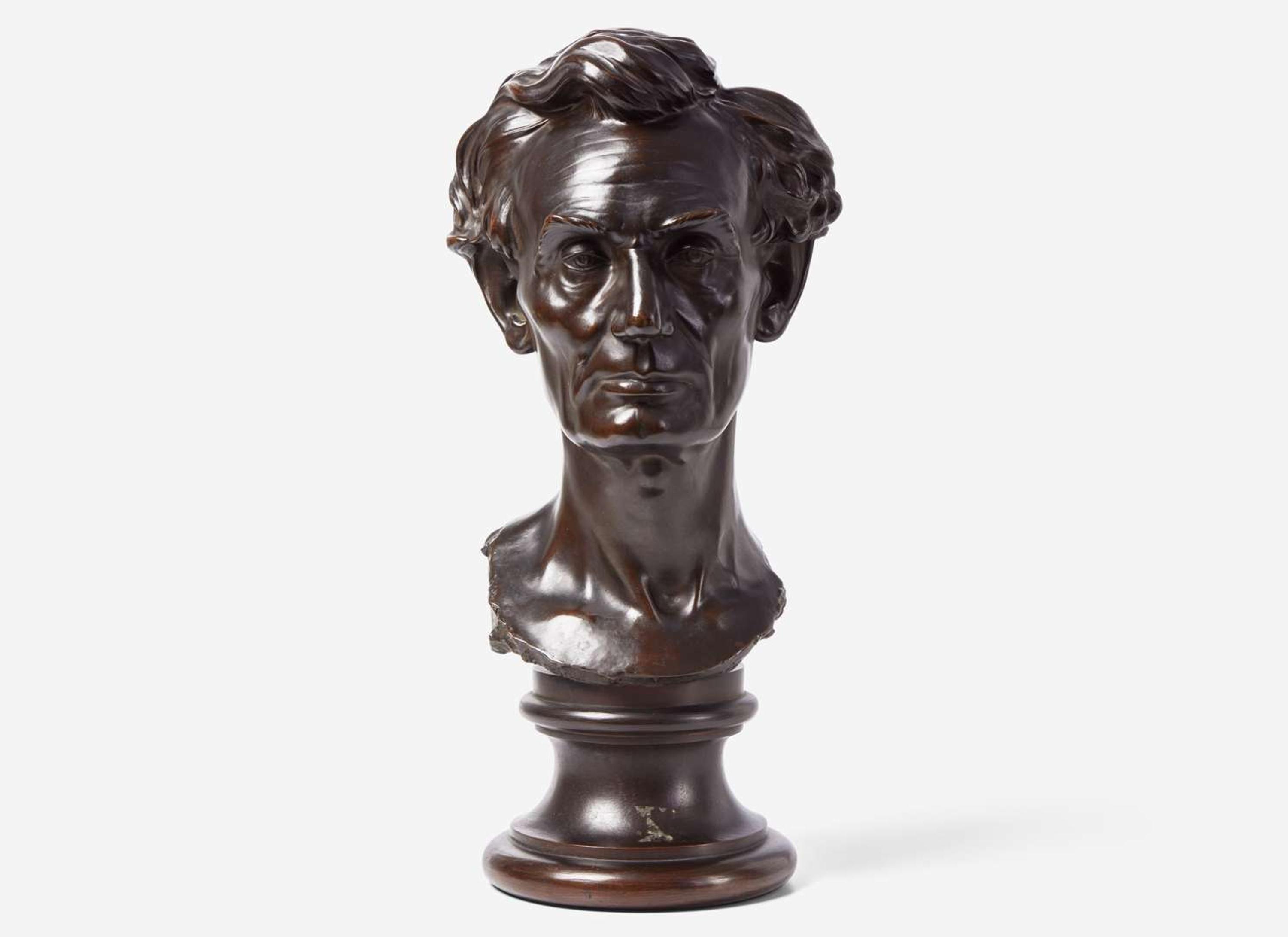 Leonard Wells Volk (1828-1895), Bronze bust of Abraham Lincoln (1809-1865), cast by Roman Bronze Works, New York, NY, early 20th century
