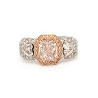 LIGHT BROWN-PINK DIAMOND AND DIAMOND RING