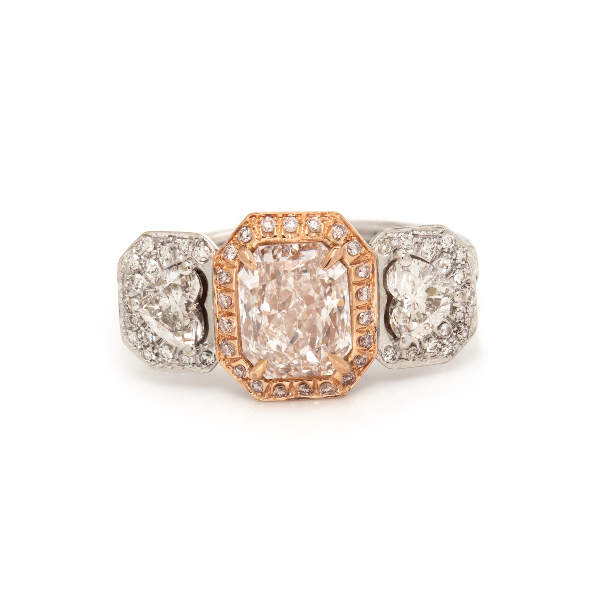 LIGHT BROWN-PINK DIAMOND AND DIAMOND RING