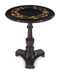 An Italian Pietra Dura Inlaid Slate Side Table