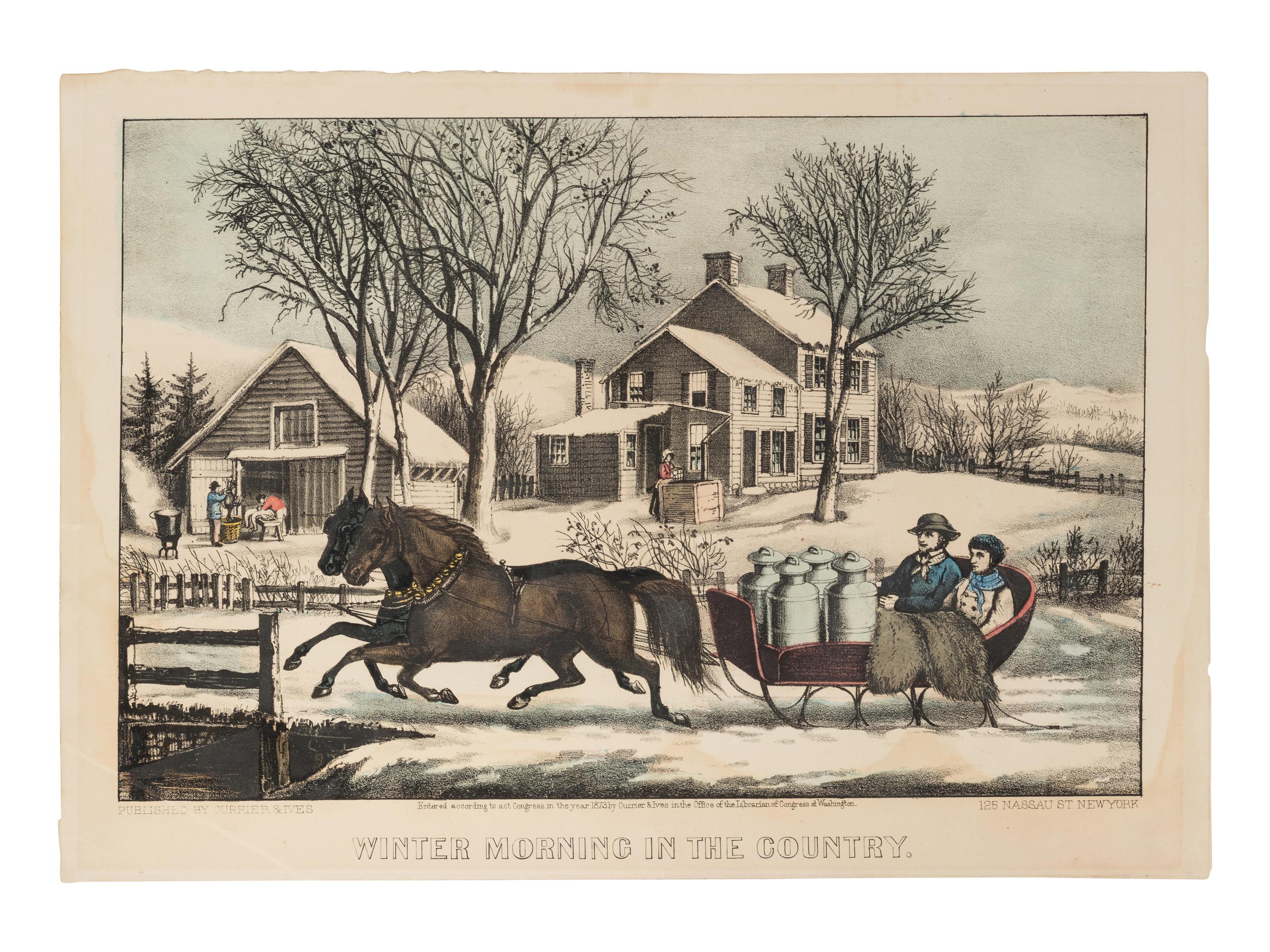 [HUNTING & SPORTING SCENES] -- CURRIER and IVES, publishers Deer Shooting. In the Northern Woods, n.d. (G.1672). -- And another copy. -- Partridge Shooting, No. 174, 1855. (G.5113). -- Partridge Shooting, 1870.(G. 5115). -- Wild Duck Shooting. On the Wing, 1870. (G.7213). -- The Rubber. "Put to His Trumps," n.d. (G.5687).