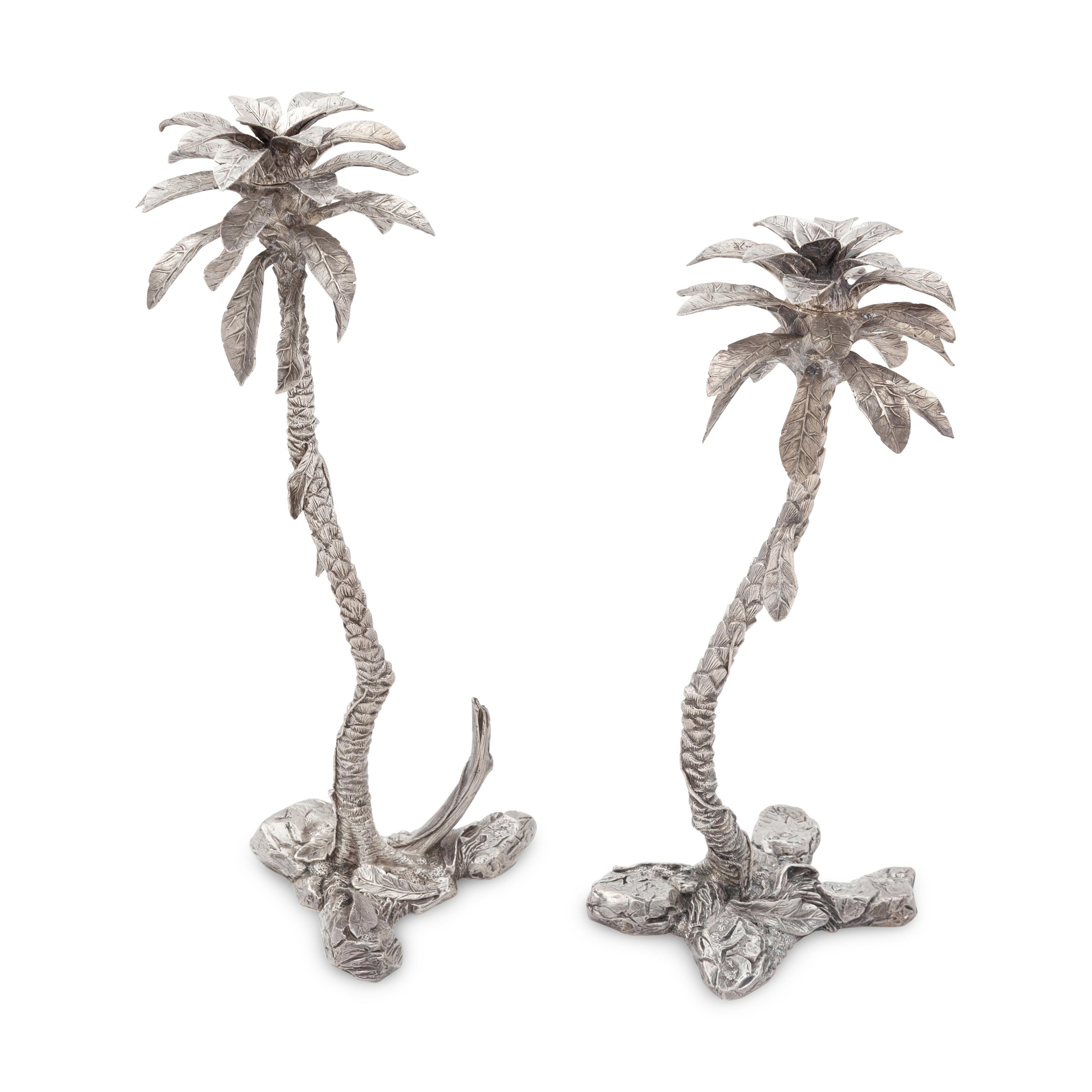 Patrick Mavros (London and Harare, Zimbabwe, Est. 1978) — Two Equatorial Palm Tree Candle Holders, 1996