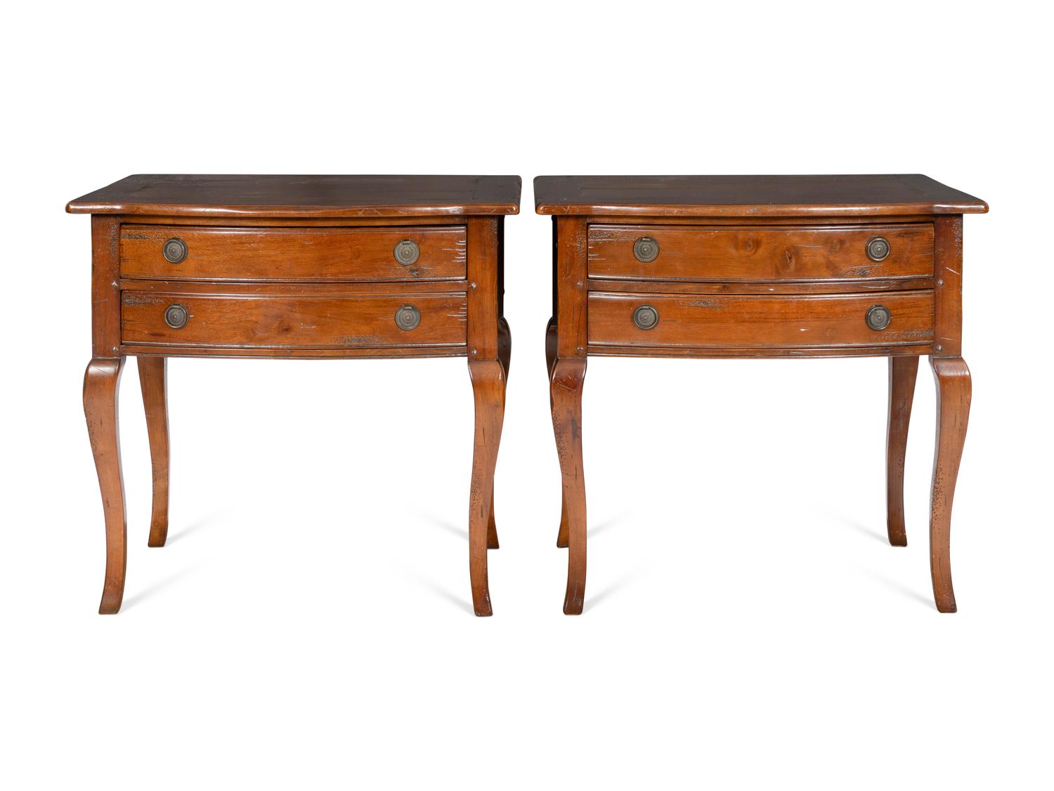 A Pair of Georgian Style Two-Drawer Side Tables