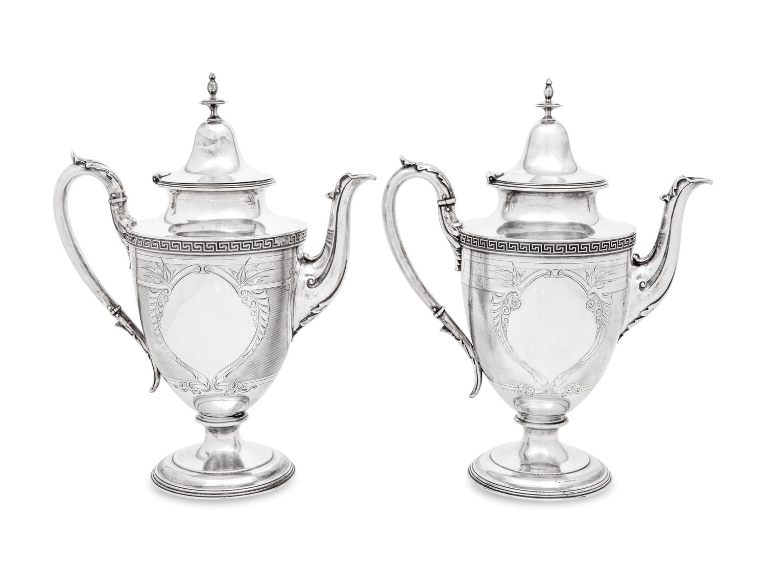 A Pair of American Coin Silver Coffee Pots
