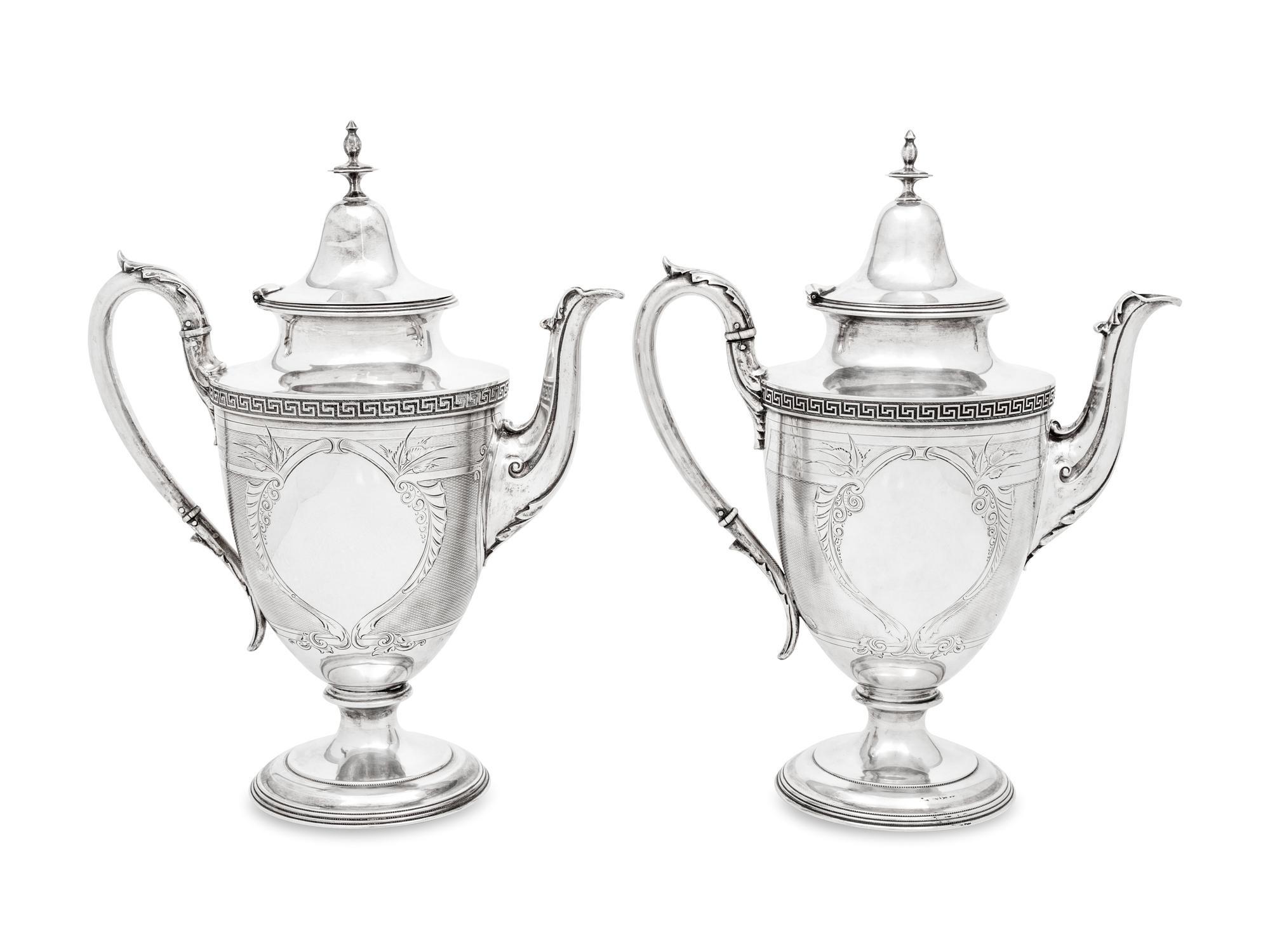 A Pair of American Coin Silver Coffee Pots