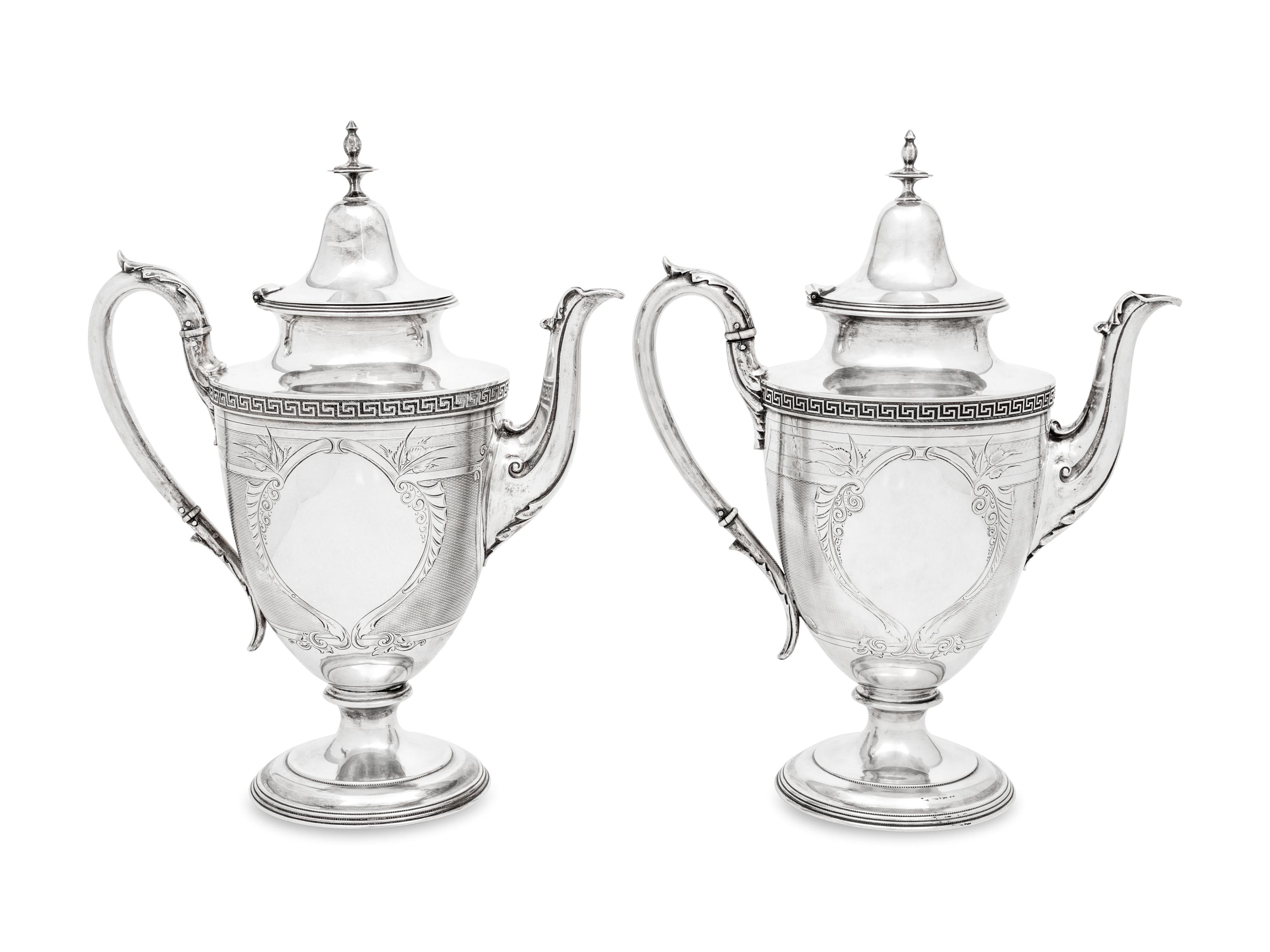 A Pair of American Coin Silver Coffee Pots