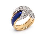 TIFFANY & CO., SCHLUMBERGER, ENAMEL AND DIAMOND 'PAVÉ X' RING