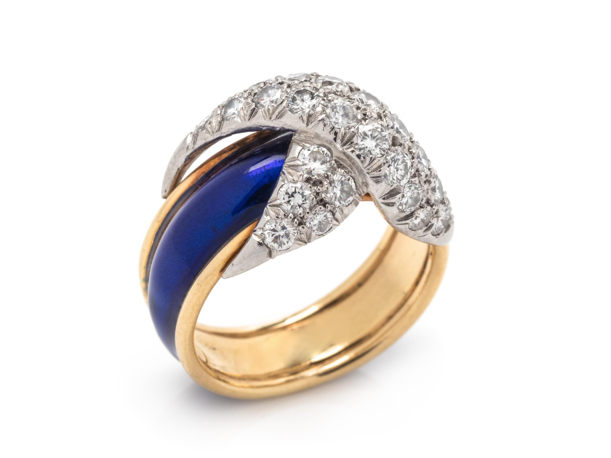 TIFFANY & CO., SCHLUMBERGER, ENAMEL AND DIAMOND 'PAVÉ X' RING