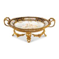 A French Gilt Metal and Sèvres Style Porcelain Tazza