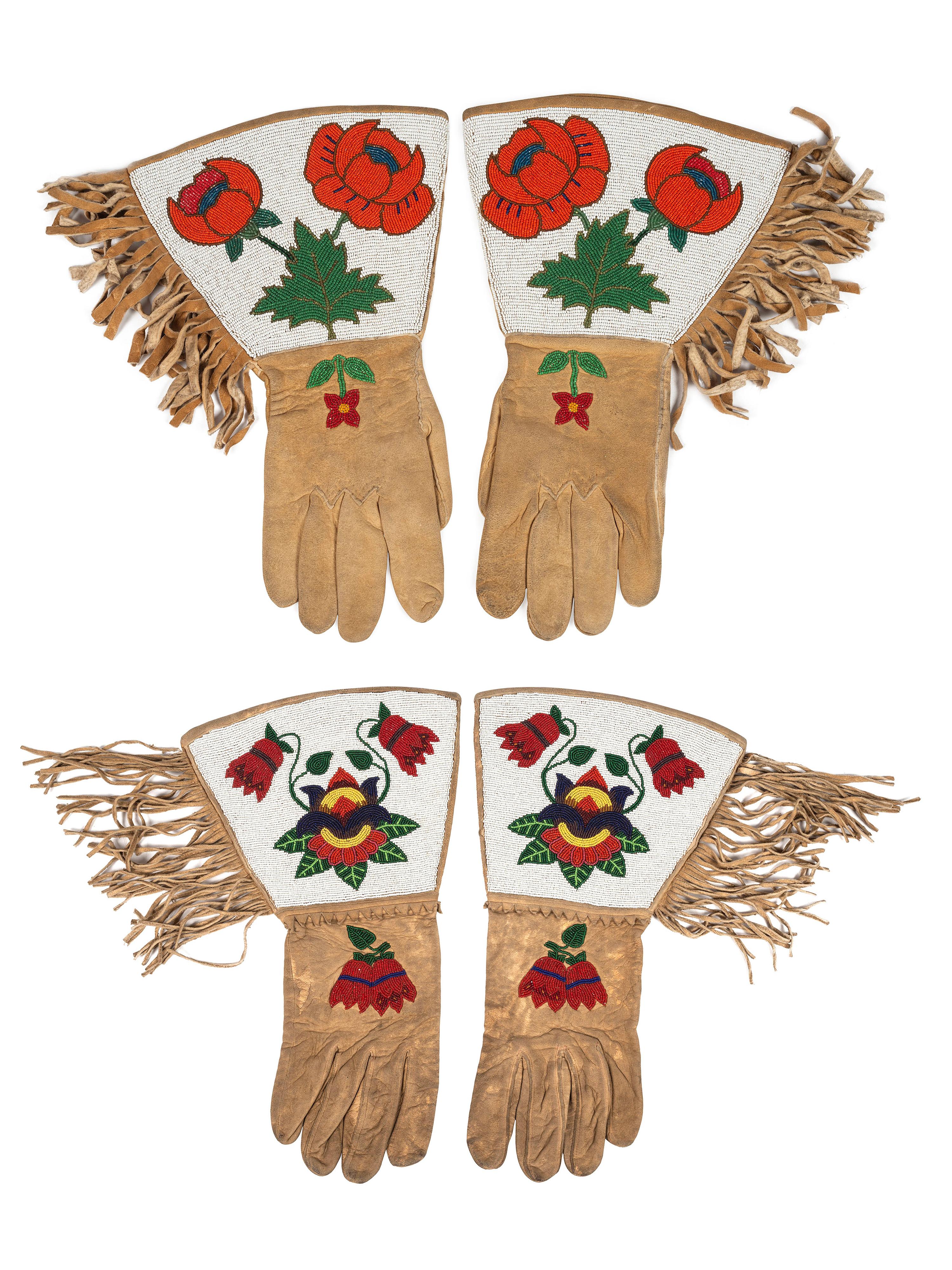 Plateau Beaded Hide Gauntlets