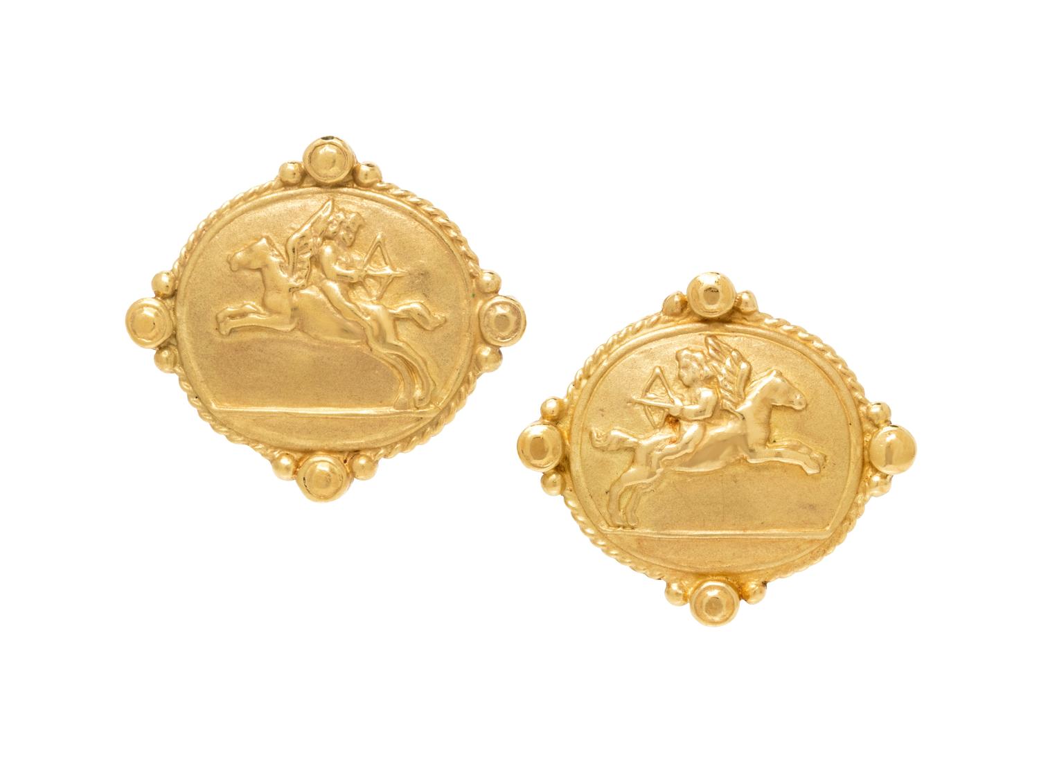 A Pair of 18 Karat Yellow Gold Earclips,