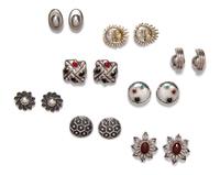 A Collection of Sterling Silver Earclips, 124.40 dwts.