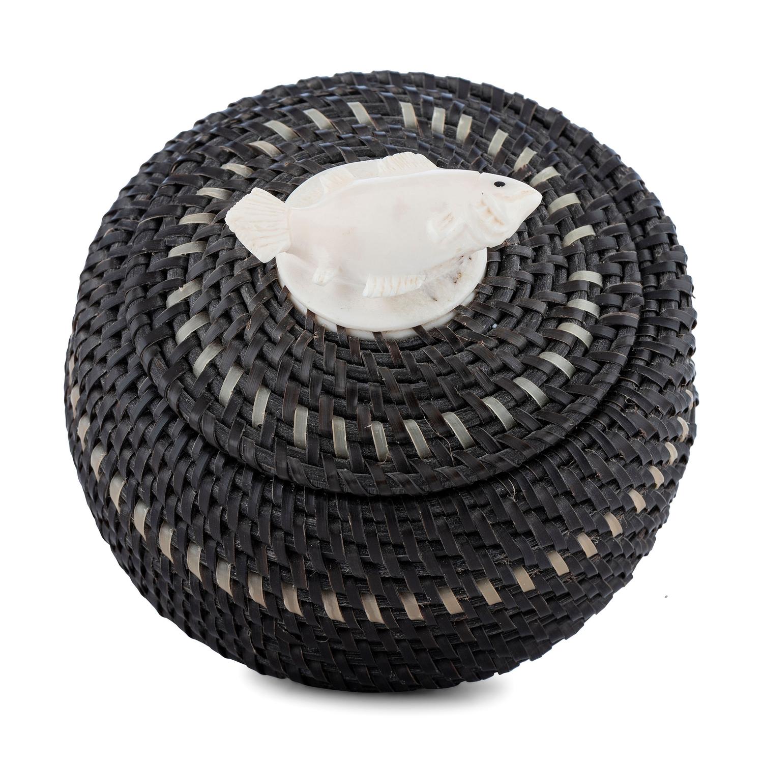 Baleen Basket, with Carved Salmon Finial