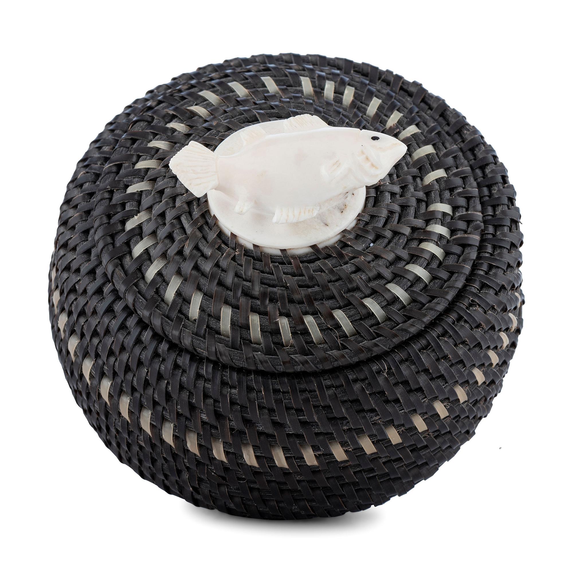 Baleen Basket, with Carved Salmon Finial