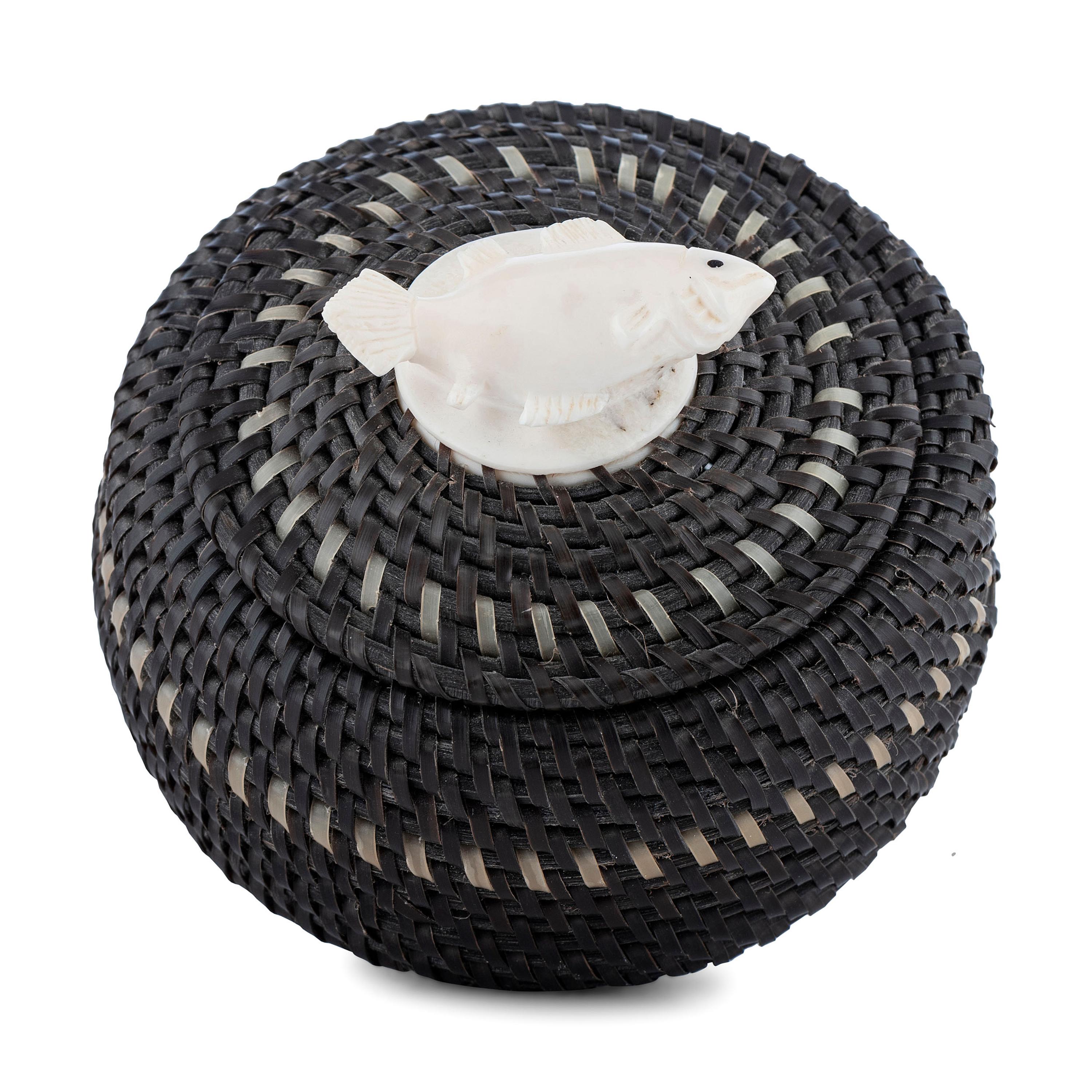 Baleen Basket, with Carved Salmon Finial