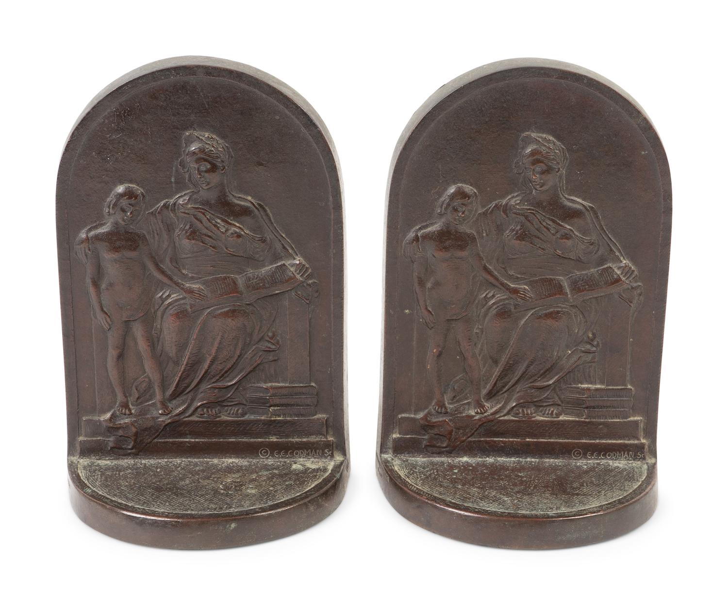 A Pair of Bronze Bookends