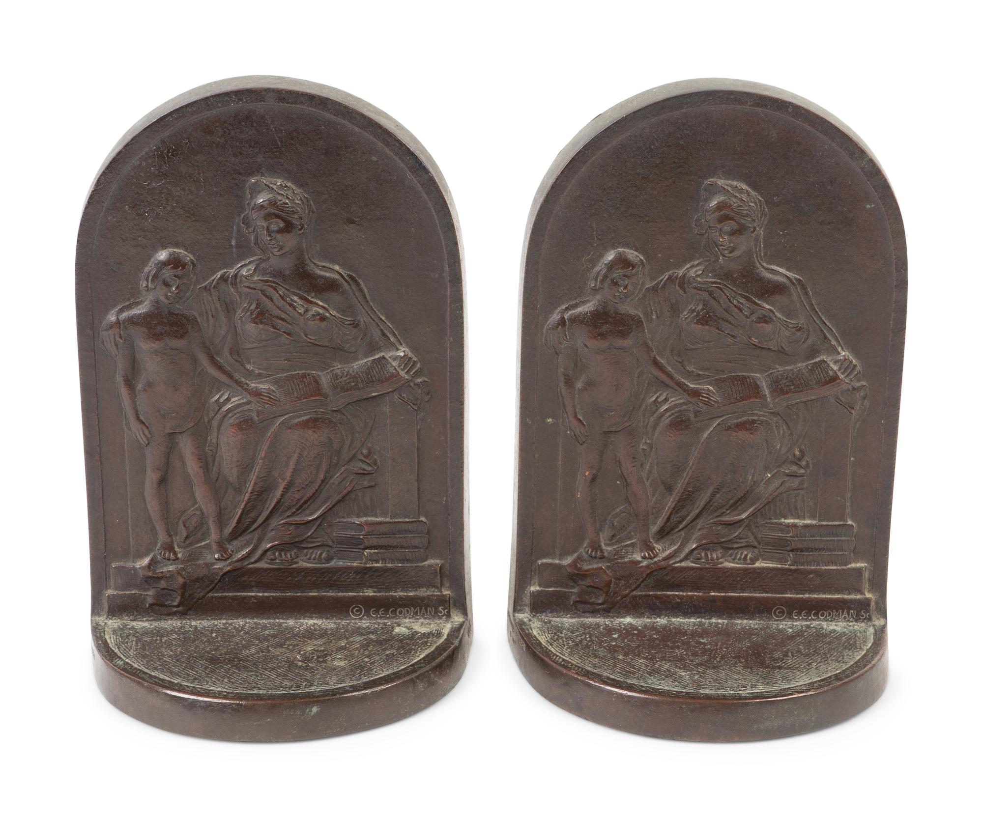 A Pair of Bronze Bookends