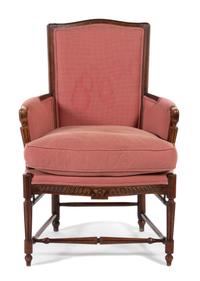 French Provincial Style Upholstered Walnut Armchair