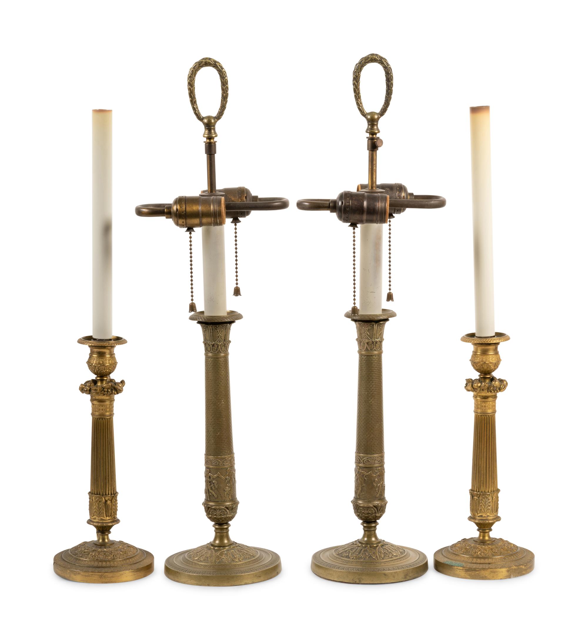 Four Empire Style Candlesticks