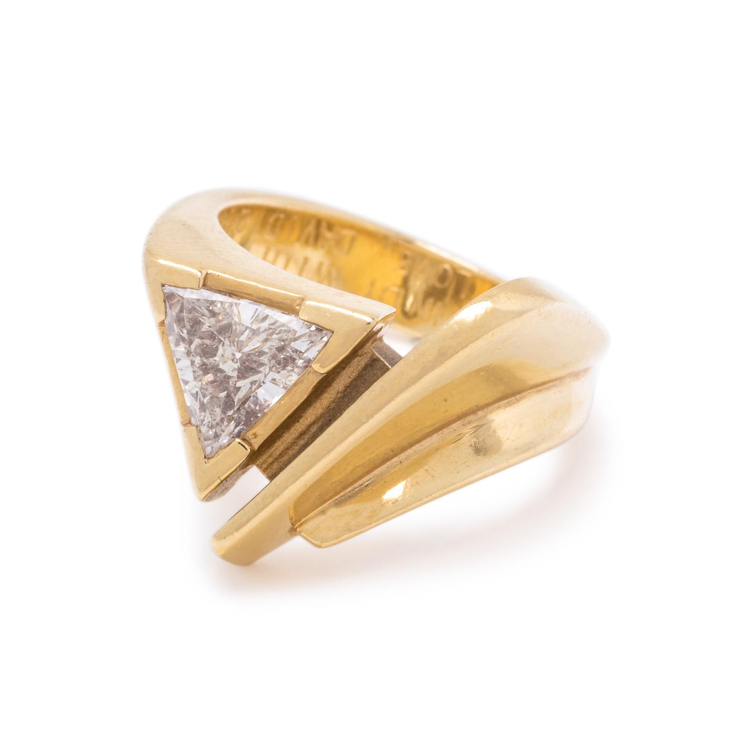 JOHN ATENCIO, YELLOW GOLD AND DIAMOND RING
