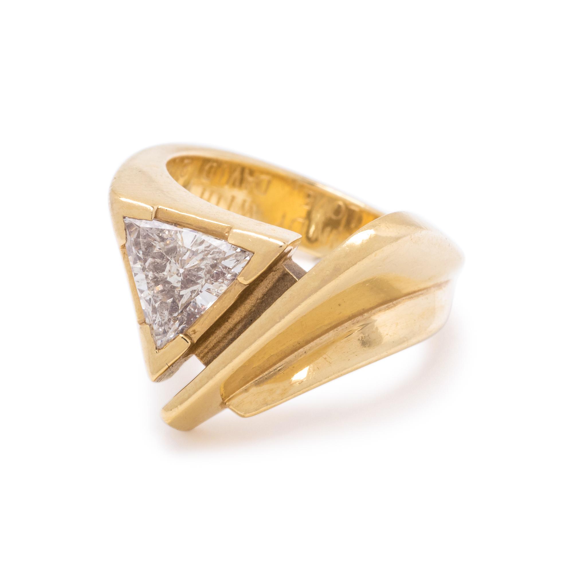 JOHN ATENCIO, YELLOW GOLD AND DIAMOND RING