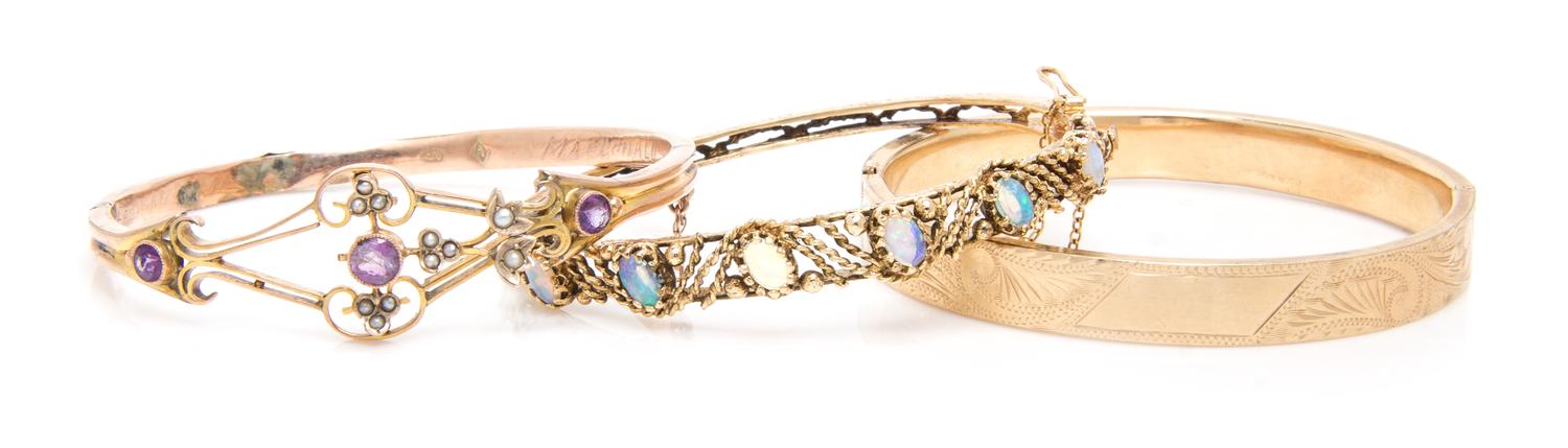 A Collection of Gold Bangle Bracelets, 23.40 dwts.