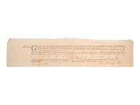 [COLONIAL AMERICA]. A group of 2 documents signed by prominent colonial figures.