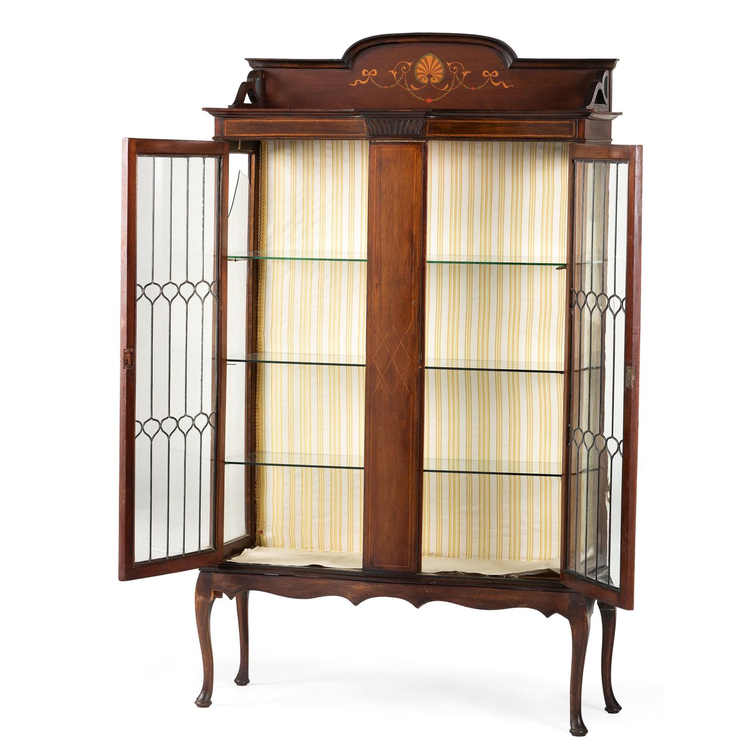 An Aesthetic Movement Inlaid Mahogany Vitrine Cabinet