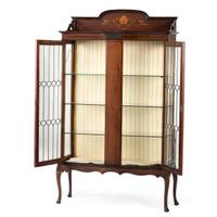 An Aesthetic Movement Inlaid Mahogany Vitrine Cabinet