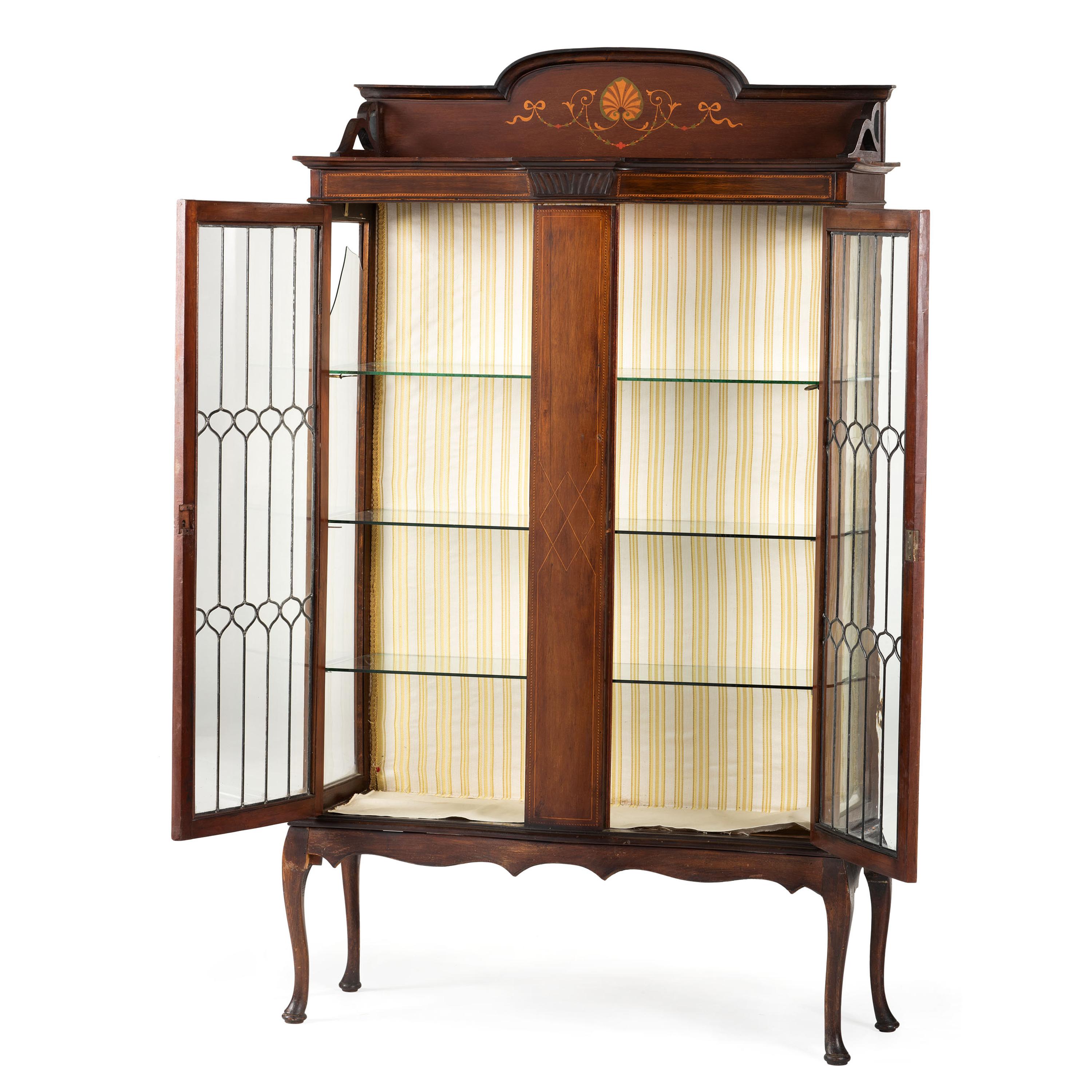 An Aesthetic Movement Inlaid Mahogany Vitrine Cabinet