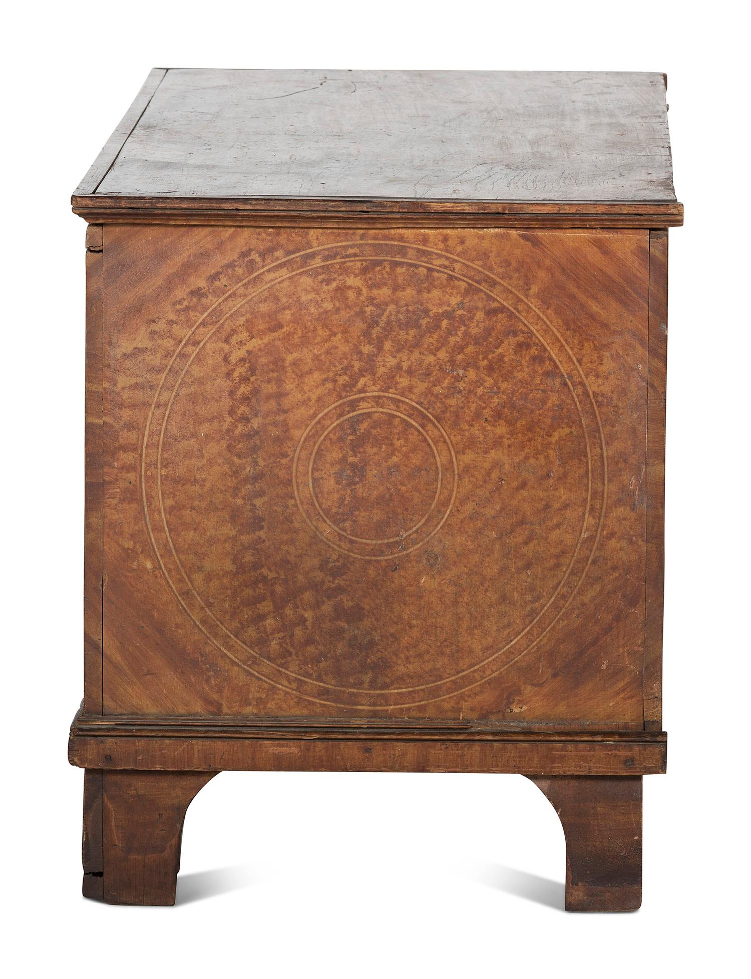 A Country Grain Paint and Compass Decorated Pine Blanket Chest