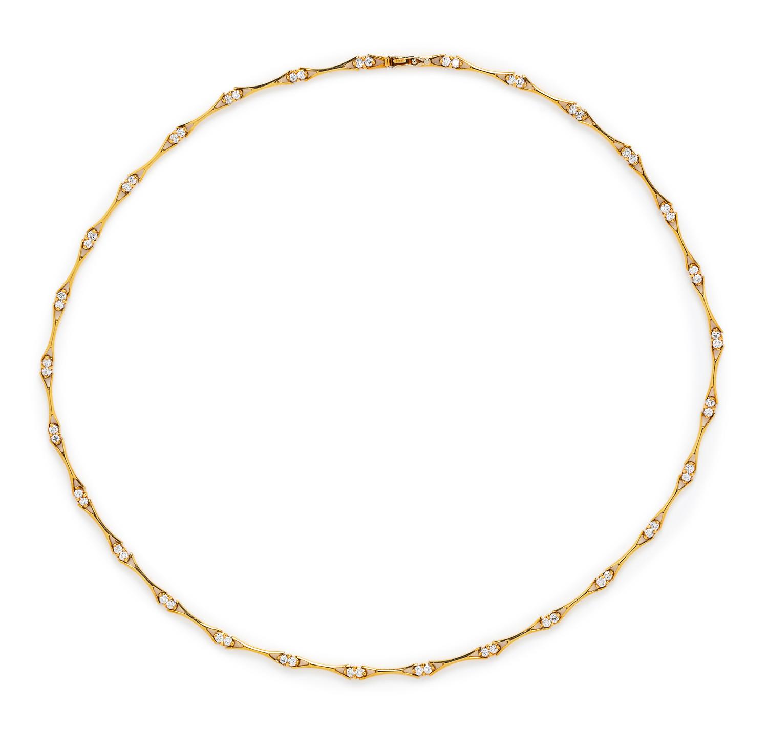 An 18 Karat Yellow Gold and Diamond Necklace,