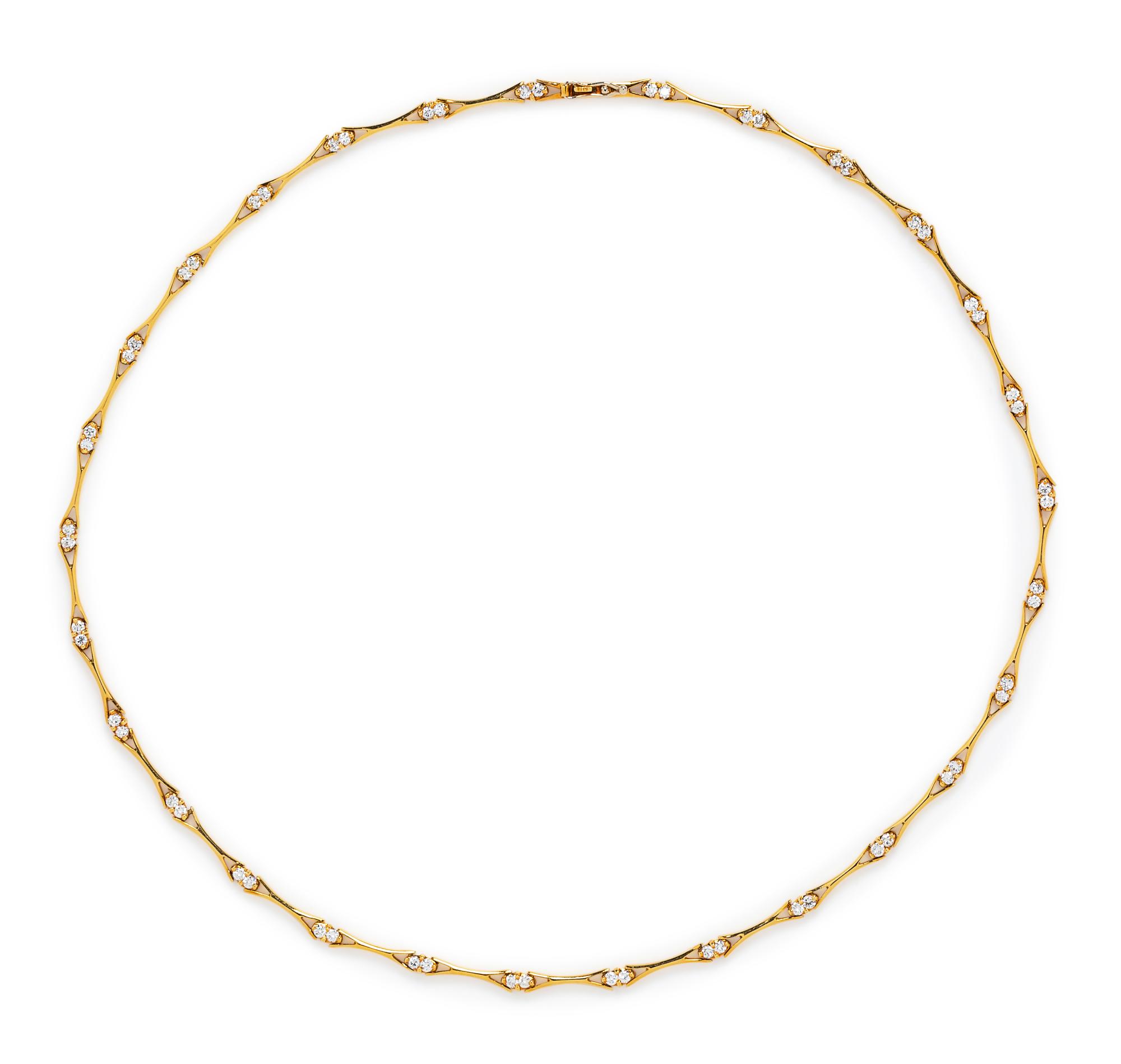 An 18 Karat Yellow Gold and Diamond Necklace,