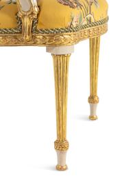 A George III White-Painted and Parcel-Gilt Open Armchair