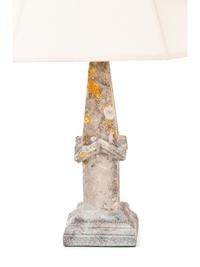 A Pair of Weathered Cast Stone Obelisks Mounted as Lamps