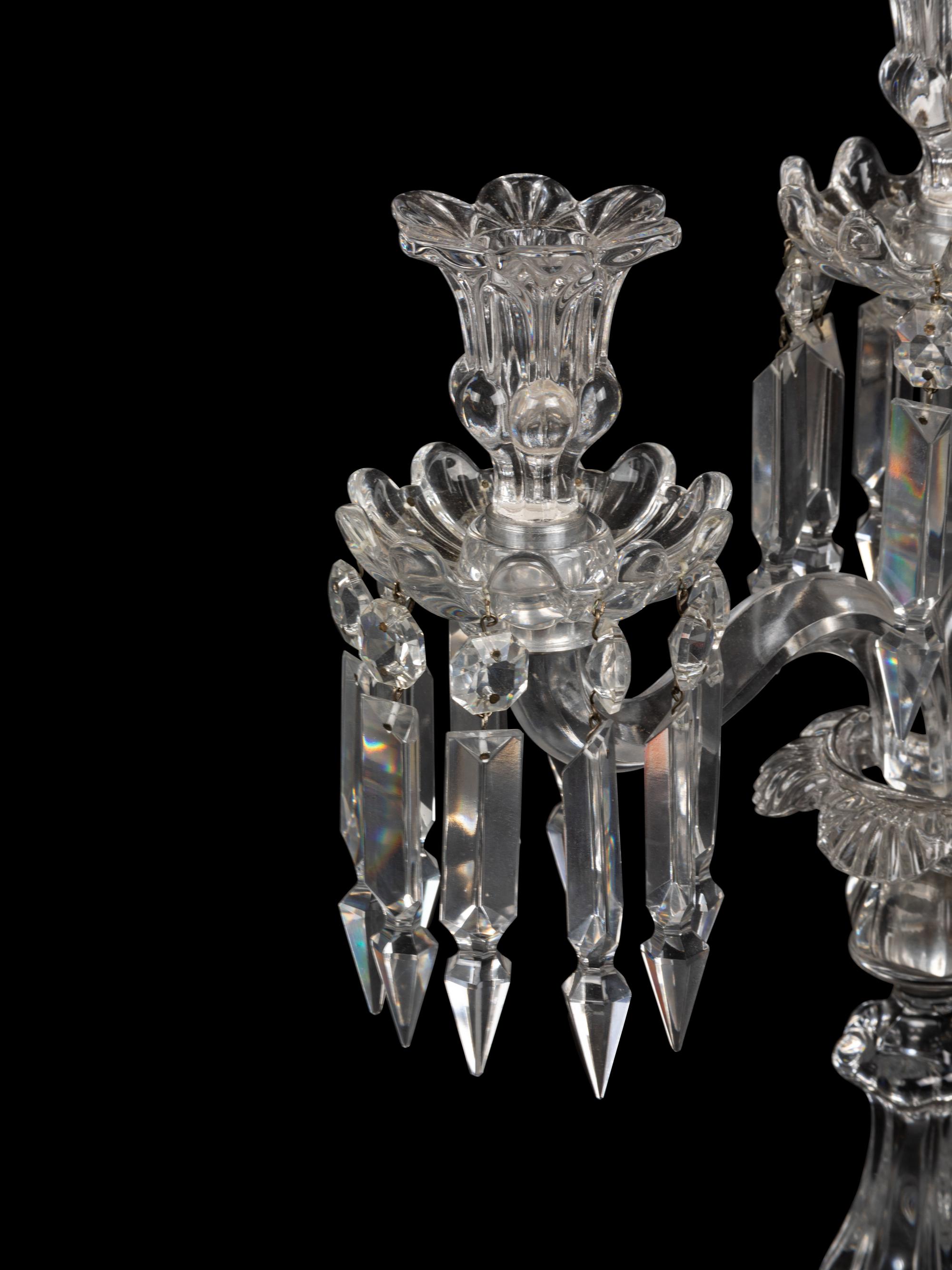 A Pair of Baccarat Molded Glass Candelabra