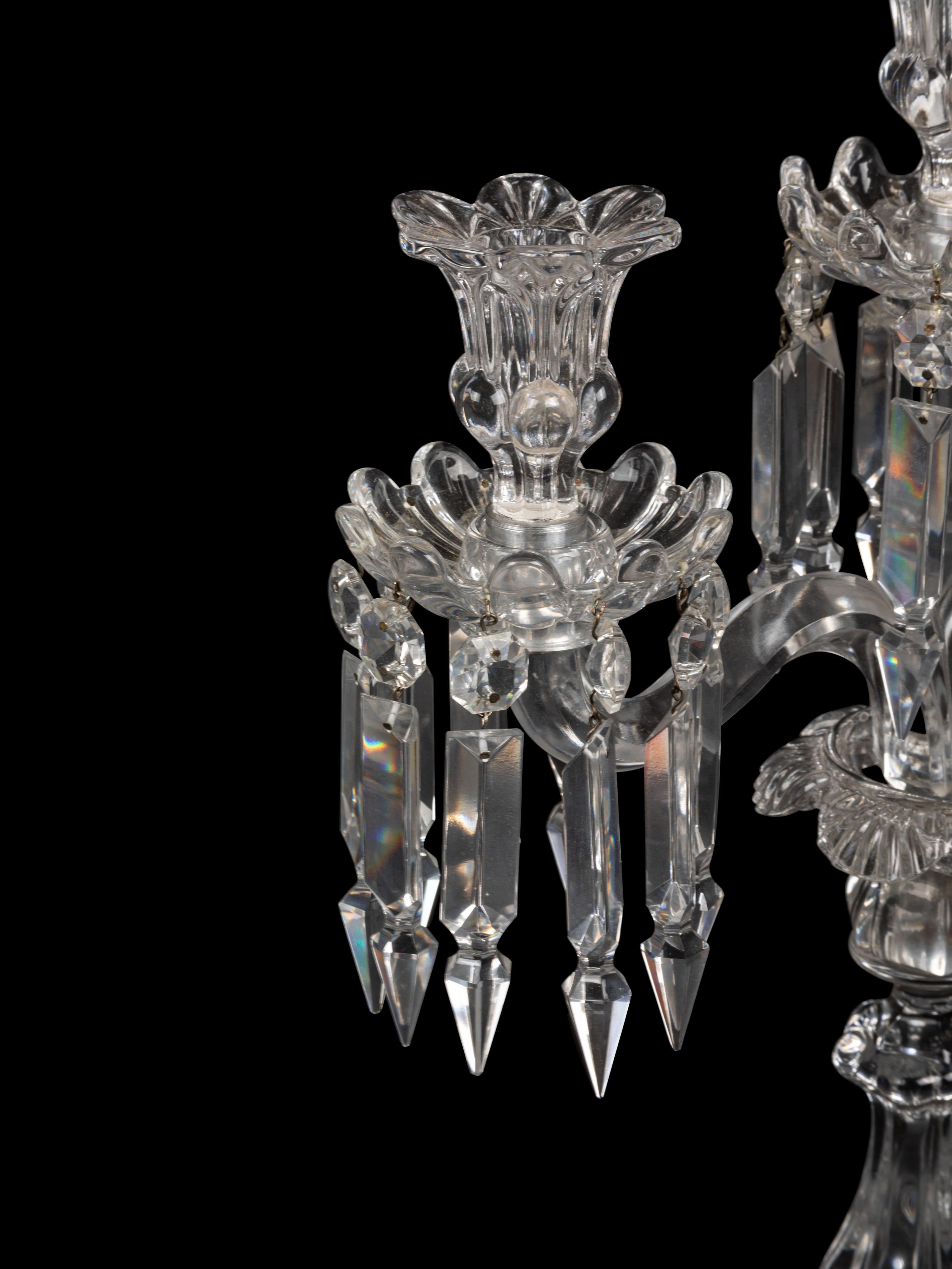 A Pair of Baccarat Molded Glass Candelabra