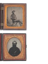 [CIVIL WAR]. A group of 5 ambrotypes and tintypes featuring federal soldiers, most Civil War-era.
