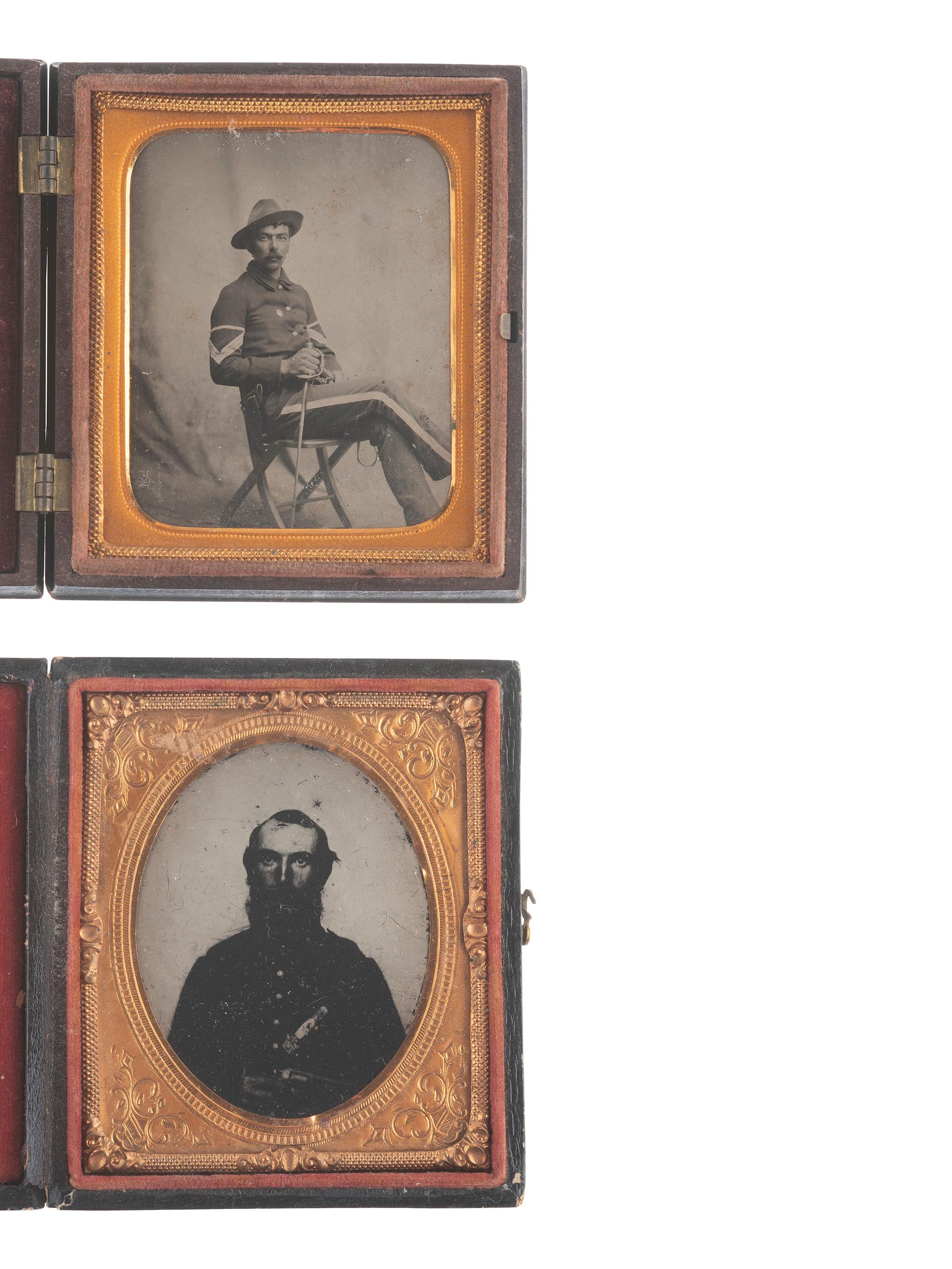 [CIVIL WAR]. A group of 5 ambrotypes and tintypes featuring federal soldiers, most Civil War-era.
