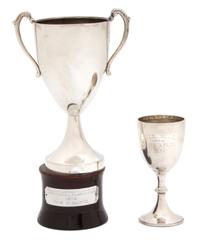 Two Silver Polo Trophy Cups, , one by Walker & Hall, Sheffield 1898, inscribed The Hurlingham Club/Ladies Polo Match/1924..., the other