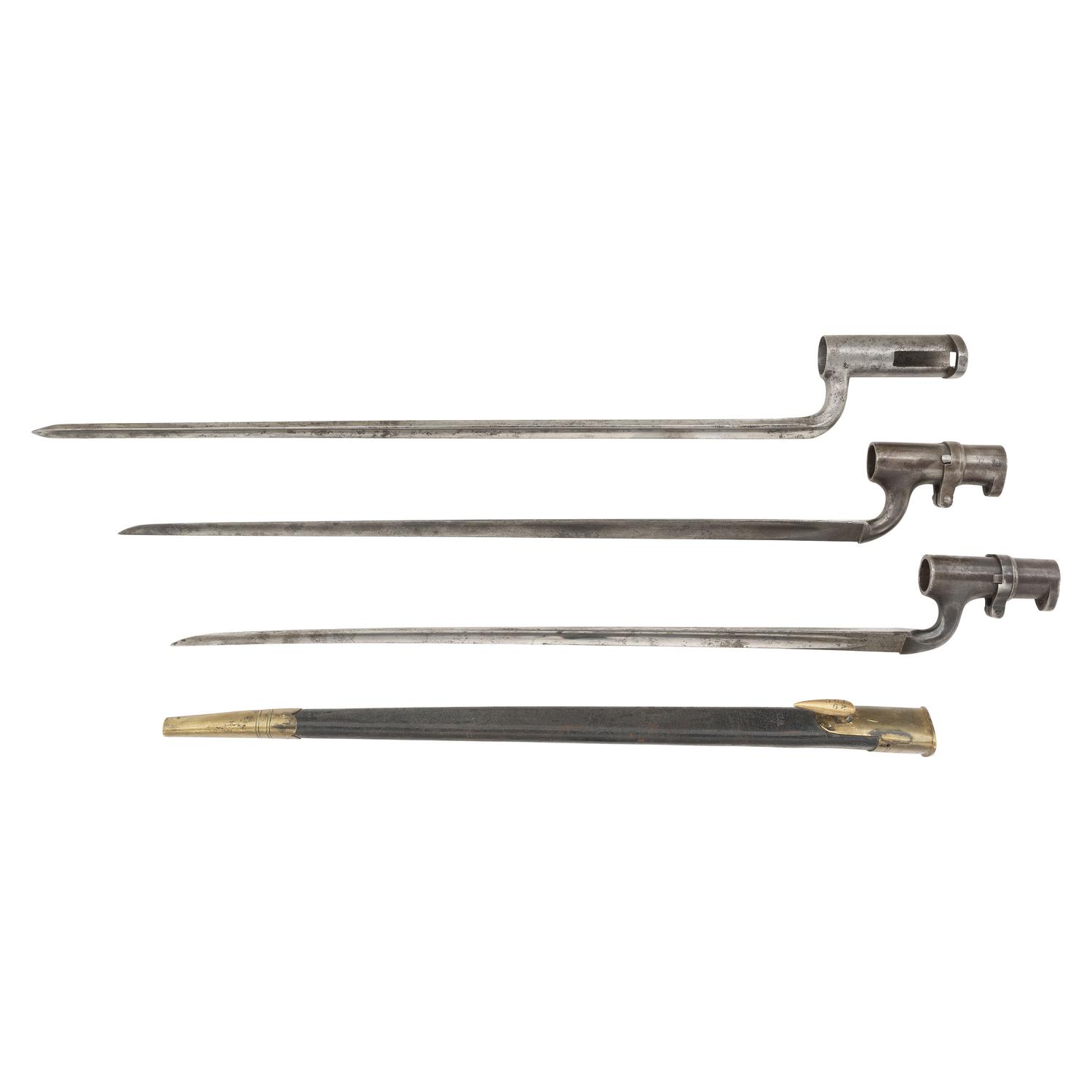 Lot of Three Civil War Import Socket Bayonets Including: British P1853 and Austrian M1838