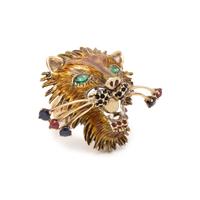 Multigem, Enamel, and Yellow Gold Lion Ring