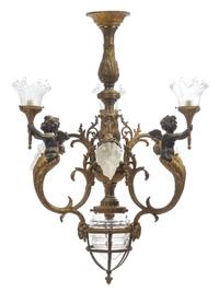 A Louis XV Style Gilt Bronze Chandelier Height 26 inches. — 19TH/20TH CENTURY