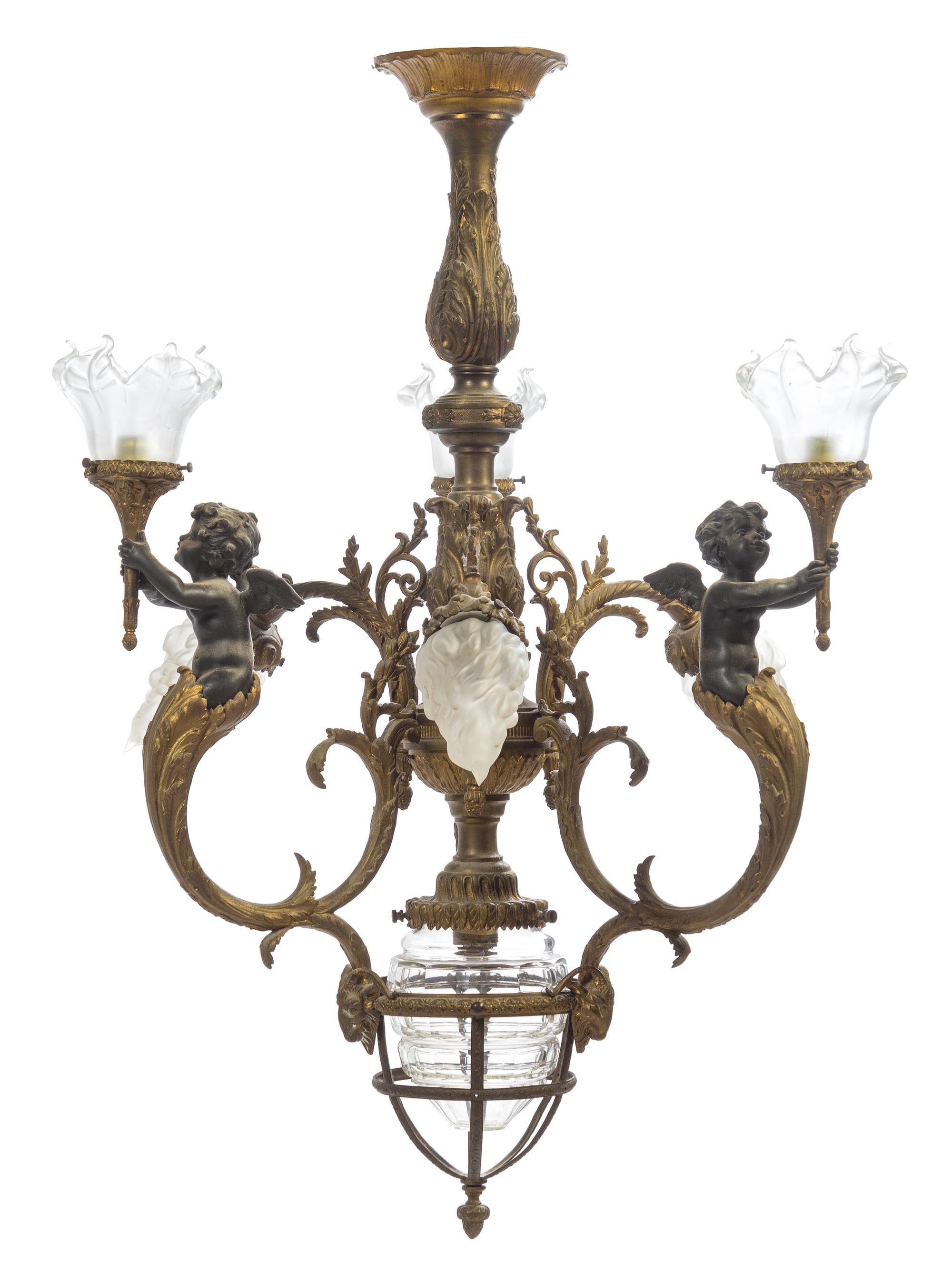 A Louis XV Style Gilt Bronze Chandelier Height 26 inches. — 19TH/20TH CENTURY