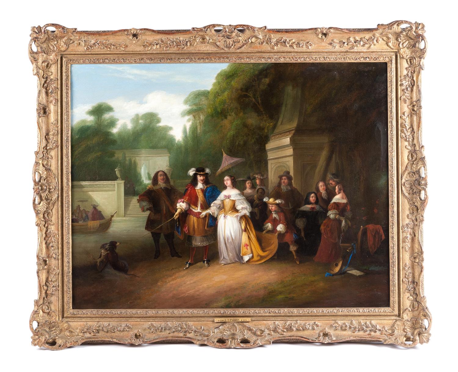 Edmond Thomas Parris, (English, 1793-1873), Court Lady with Attendants in a Garden