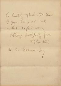 [Literature] Ruskin, John: Autograph Letter, signed