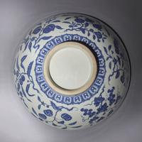 A Rare and Large Chinese Blue and White Porcelain 'Fruit and Flower' Bowl, Xuande Mark and Period — 明宣德 青花折枝瑞果紋大骰子盌