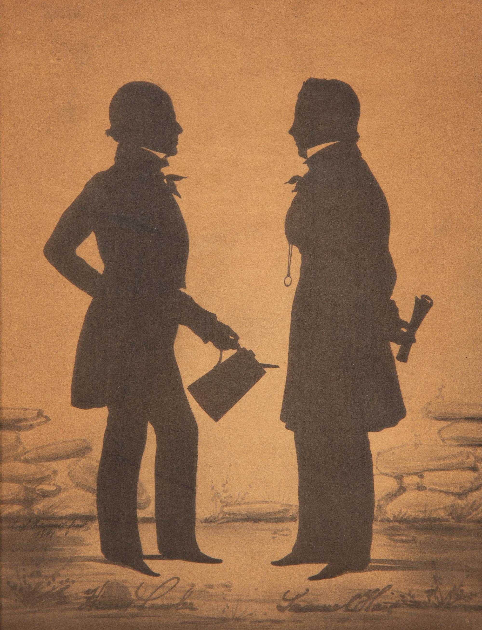 An Assemblage of Framed Paper Silhouettes Featuring 3 Beatrix Sherman Works